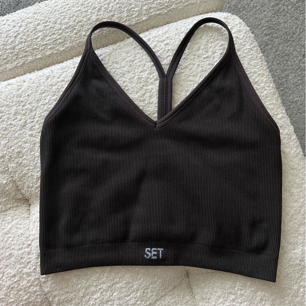 SET Active Black Ribbed Bralette